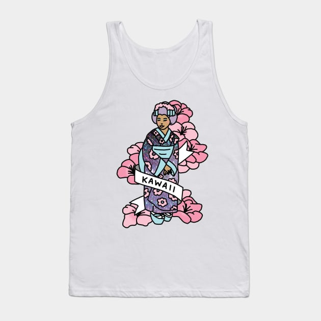 Kawaii Pink Glitter Anime Japan Cosplay Geisha Tank Top by bigkidult